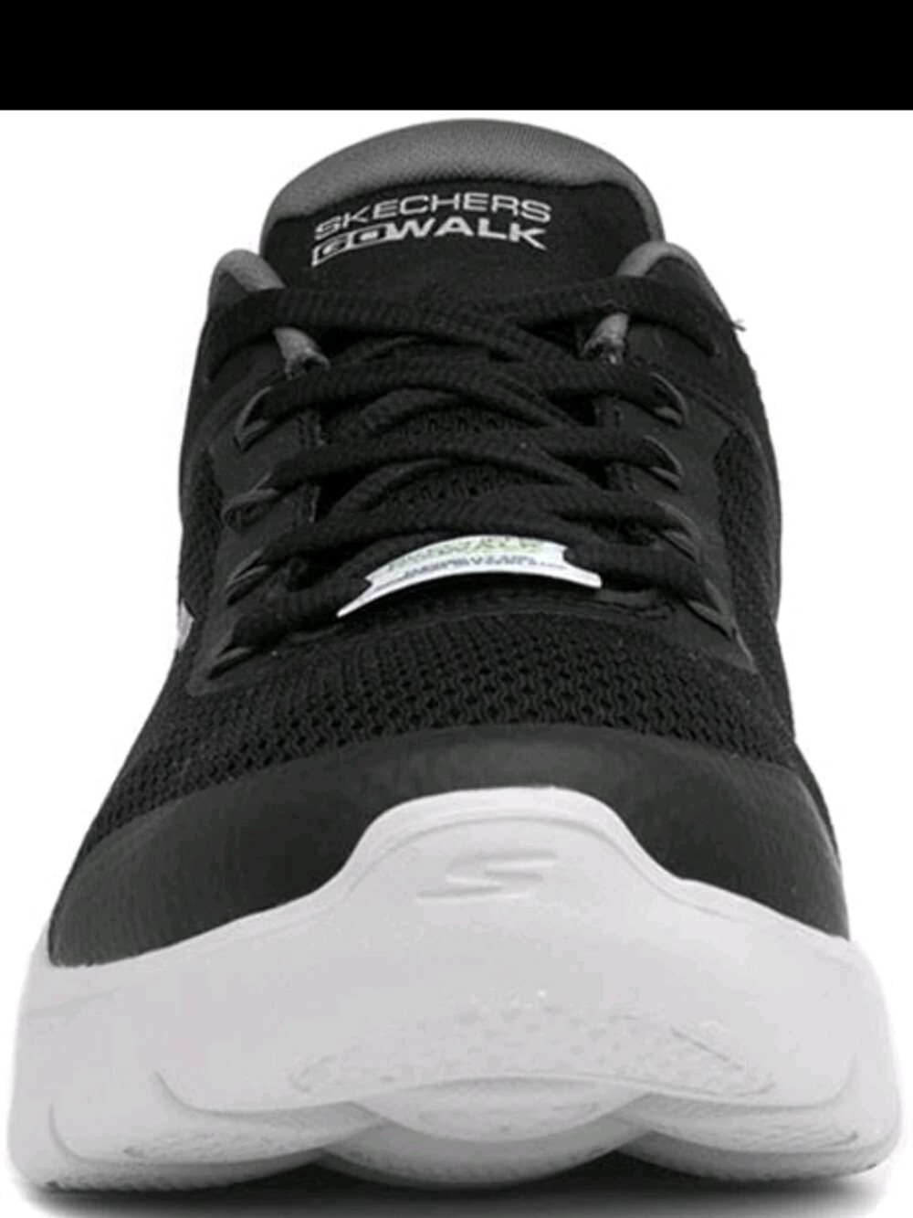 Skechers Men's Black Mesh Sneaker with White Sole and Green Accent - Picture 4 of 9